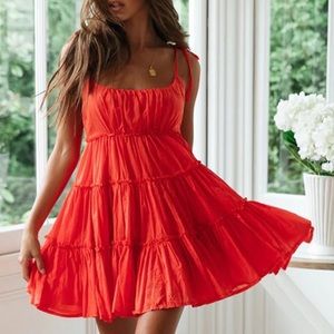 Tiered Ruffle Mini Red Sundress